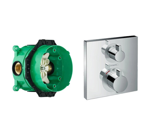 Комплект термостатического смесителя для душа Hansgrohe Ecostat Square 15714000/01800180 15714000S