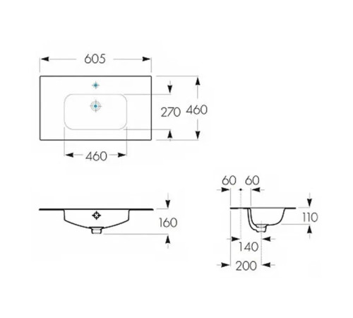 Раковина подвесная Roca Victoria-N Unik 60x46x16 см 1 отверстие белая 7.3279.9.E00.0