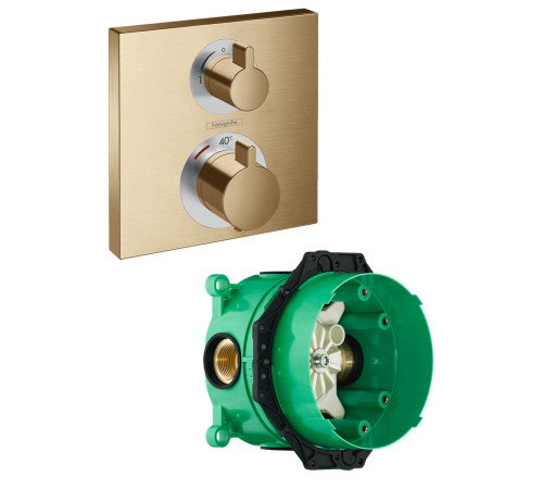 Комплект термостатического смесителя для душа Hansgrohe Ecostat Square шлифованная бронза 15714140/01800180 15714140S