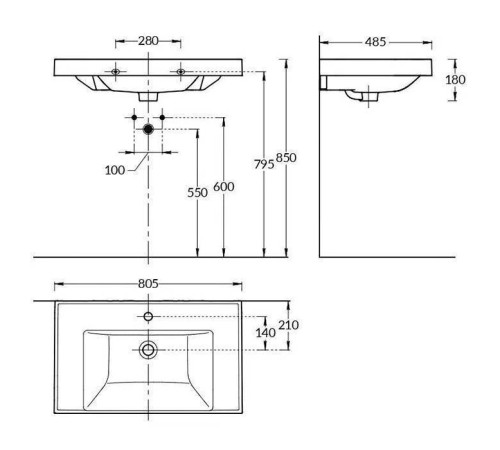 Раковина подвесная Kerama Marazzi Cubo 80.5х48.5 см белый глянцевый CU.wb.80