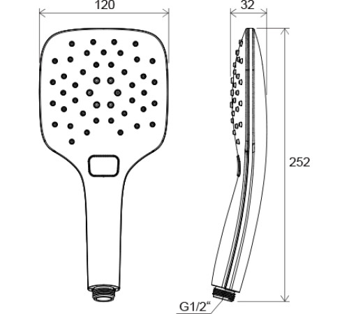 Душевая лейка RAVAK Air 958.20 3 функции 120 мм черная X07P569