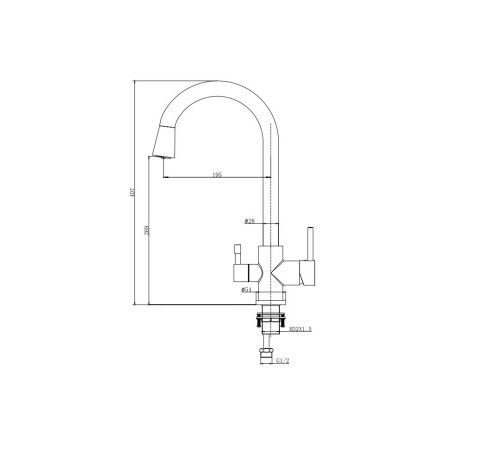 Смеситель для кухни Aquanet Вега с подключением к фильтру полукруглый излив хром AQ1085CR