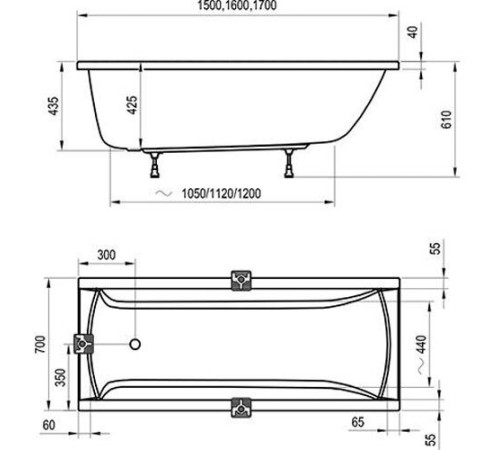 Ванна акриловая RAVAK Classic 170х70 см белая C541000000
