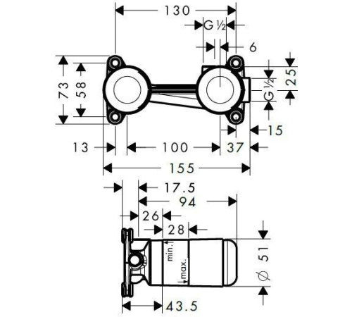 Смеситель для раковины Hansgrohe Vernis Blend настенный комплект 71576000/13622180