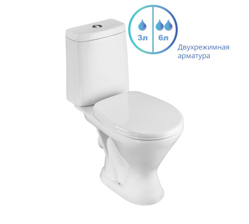 Унитаз-компакт Sanita Грация белый 2-режимный сиденье полипропилен горизонтальный выпуск 1.P210.3.S00.00B.F