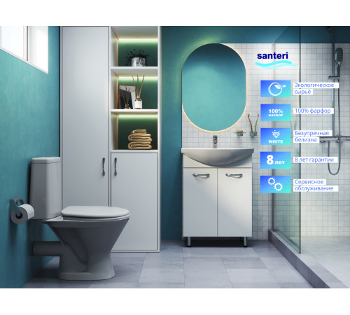 Унитаз-компакт Sanita Грация белый 2-режимный сиденье полипропилен горизонтальный выпуск 1.P210.3.S00.00B.F