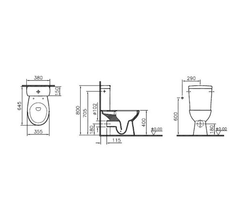 Унитаз напольный безободковый VitrA S10 Open-Back с сиденьем микролифт 9822B003-7204