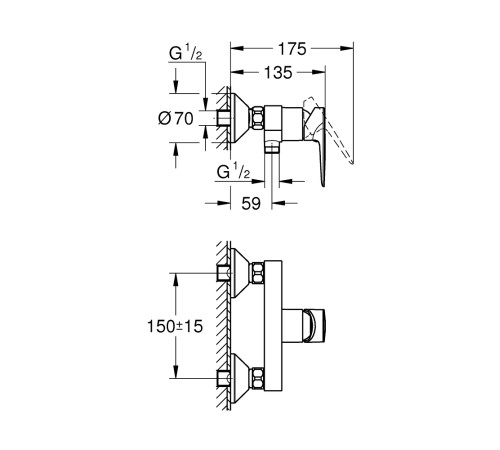Смеситель для душа GROHE BauEdge New наружный хром 23635001