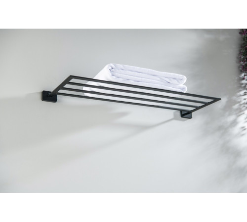 Полка для полотенец с держателем Aquatek Libra матовый черный AQ4322MB
