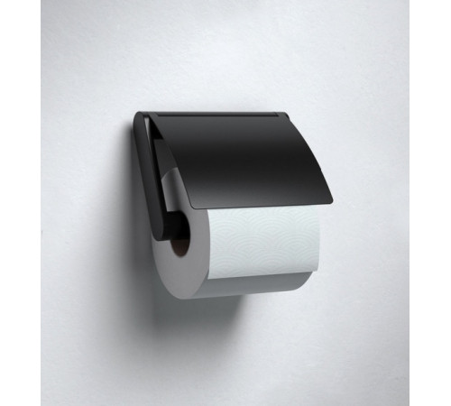 Держатель для туалетной бумаги KEUCO PLAN с крышкой черный матовый 14960370000
