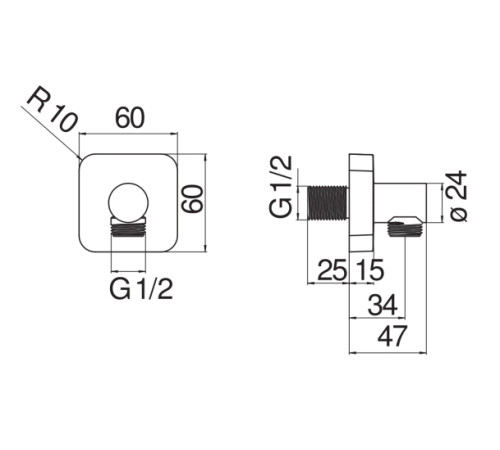Шланговое подсоединение Paffoni хром AD150/14CR