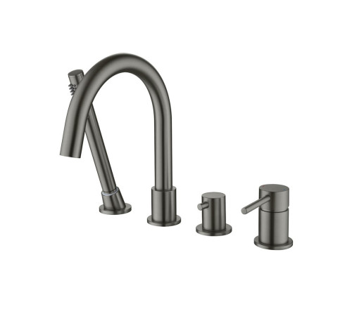 Смеситель на борт ванны Aquanet Европа на 4 отверстия оружейная сталь AQ1348BGM