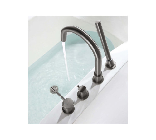 Смеситель на борт ванны Aquanet Европа на 4 отверстия оружейная сталь AQ1348BGM