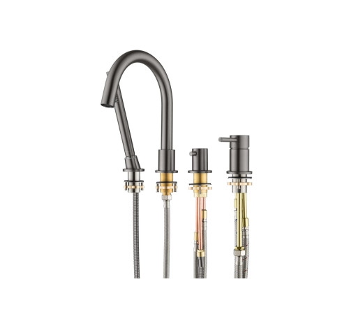 Смеситель на борт ванны Aquanet Европа на 4 отверстия оружейная сталь AQ1348BGM