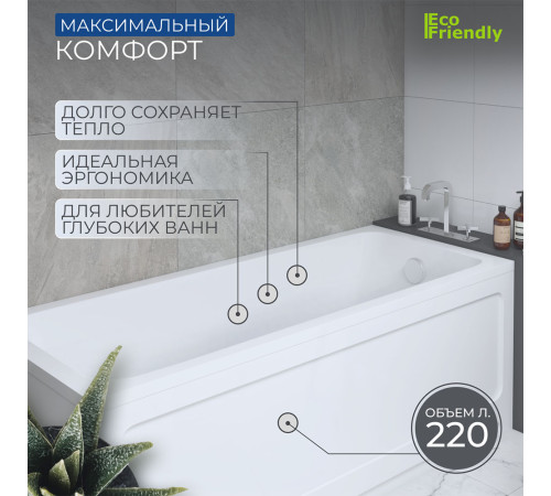 Ванна акриловая Triton Мия 170х70 см прямоугольная MIY170-0000004