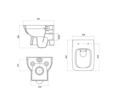 Комплект инсталляция с подвесным унитазом Santek Нео Rimless белая панель 1.WH50.1.758