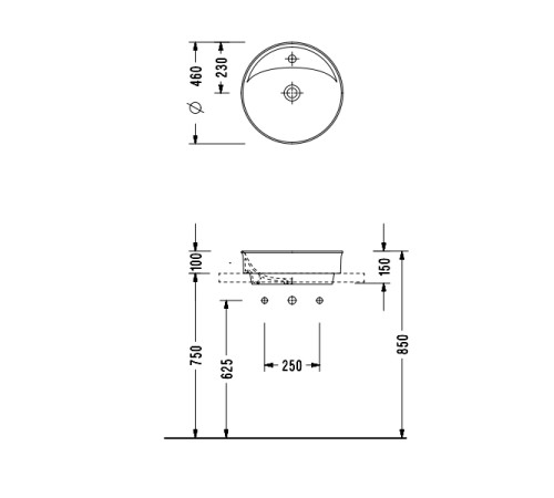 Раковина накладная Serel Minimal круглая 46х46 см 2058TXS110H