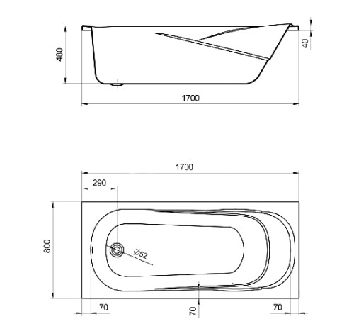 Ванна акриловая прямоугольная Santek Касабланка XL 170х80 см белая 1.WH30.2.441