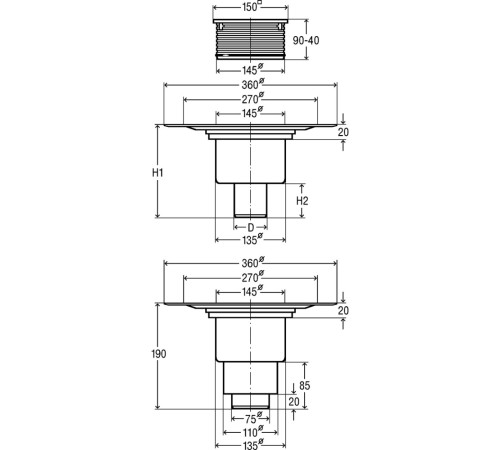 Трап для душа Viega Advantix 150х150 мм вертикальный отвод 557188