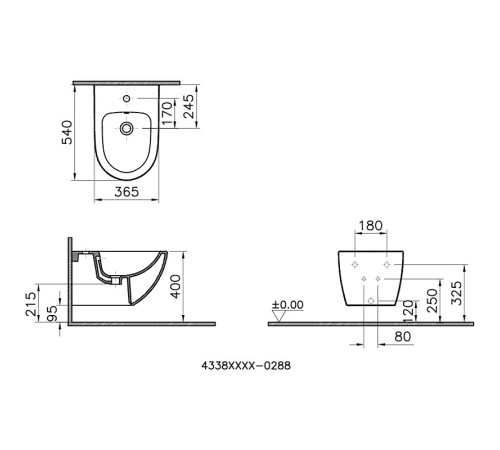 Биде подвесное VitrA Sento 4338B003-1046