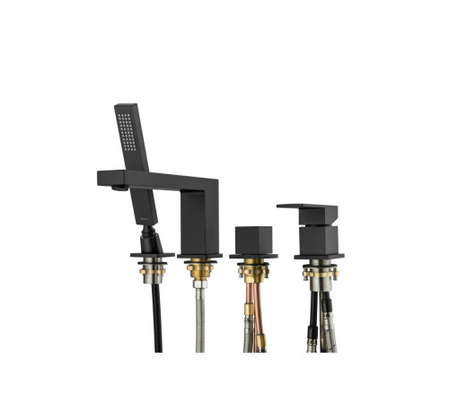 Смеситель на борт ванны Aquanet Libra на 4 отверстия черный матовый AQ1648MB