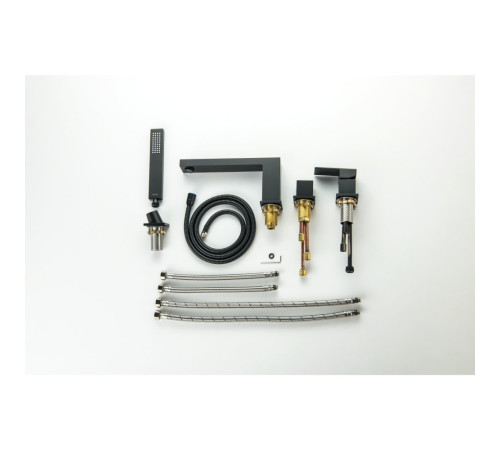 Смеситель на борт ванны Aquanet Libra на 4 отверстия черный матовый AQ1648MB