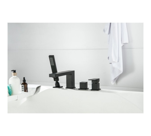 Смеситель на борт ванны Aquanet Libra на 4 отверстия черный матовый AQ1648MB