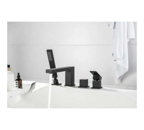 Смеситель на борт ванны Aquanet Libra на 4 отверстия черный матовый AQ1648MB