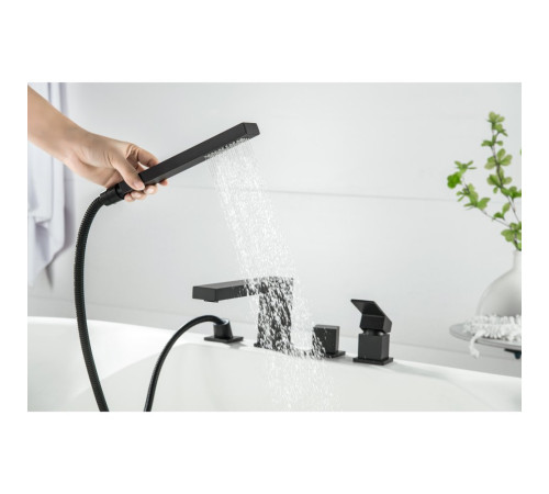 Смеситель на борт ванны Aquanet Libra на 4 отверстия черный матовый AQ1648MB