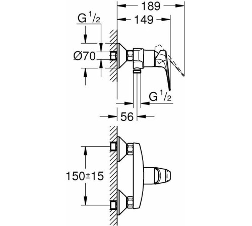 Смеситель для душа GROHE BauFlow хром 23632000