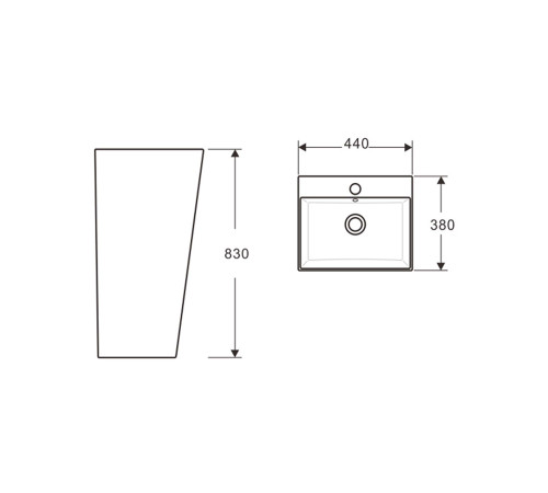 Умывальник пьедестальный Aquatek Optima Square 440x380x835 мм AQ4401-00