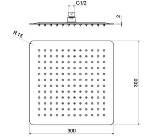 Верхний душ Aquanet AQ2074CR квадратный 300х300х2 мм хром AQ2074CR