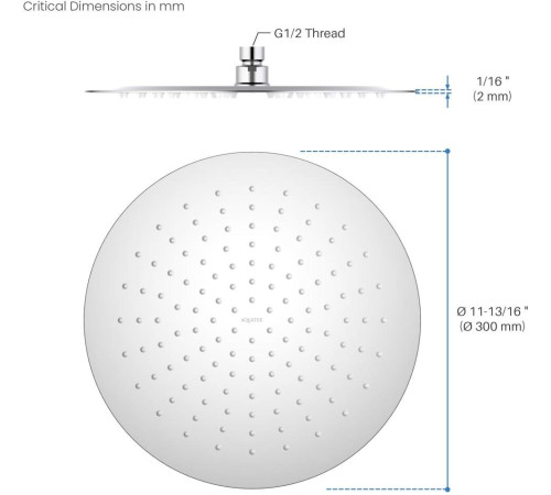 Верхний душ Aquanet AQ2075CR круглый 300х2 мм хром AQ2075CR