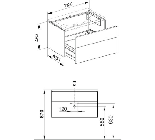 Тумба под умывальник Keuco Royal Reflex 796х487х450 мм трюфель 34060140000