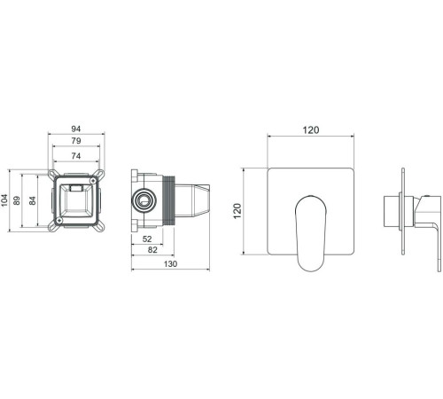 Смеситель для душа Aquanet Oberon скрытого монтажа 1 режим матовый черный AQ1266MB