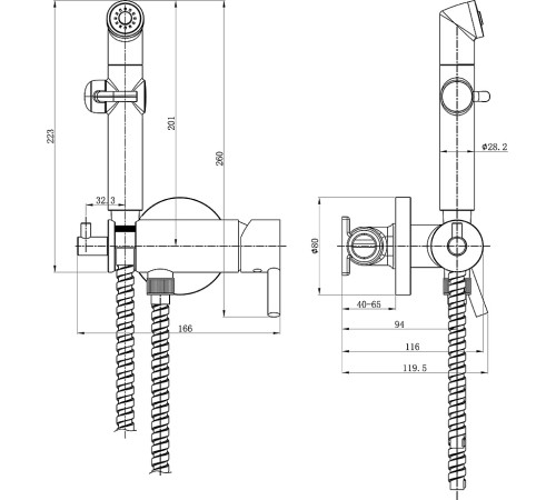 Смеситель для биде Lemark Solo встраиваемый с гигиеническим душем черный LM7166BL