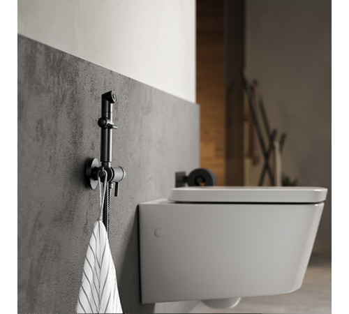 Смеситель для биде Lemark Solo встраиваемый с гигиеническим душем черный LM7166BL