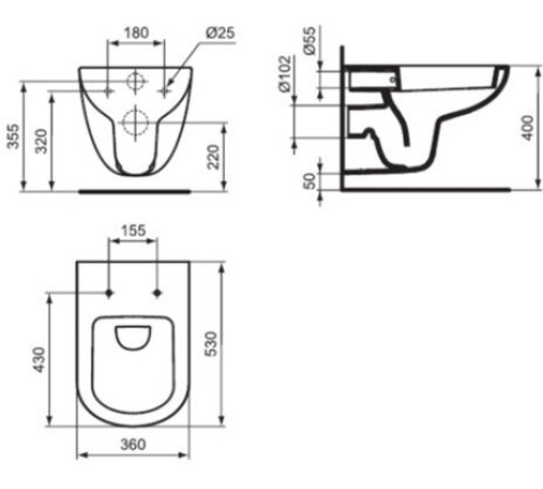 Унитаз подвесной Ideal Standard Tempo глубокий смыв T331101