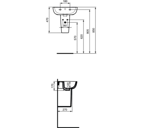 Полупьедестал для раковины Ideal Standard Esedra Guest 45 см T290301