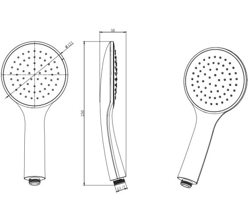 Ручной душ Aquatek Вега 1 режим матовый черный AQ2001MB
