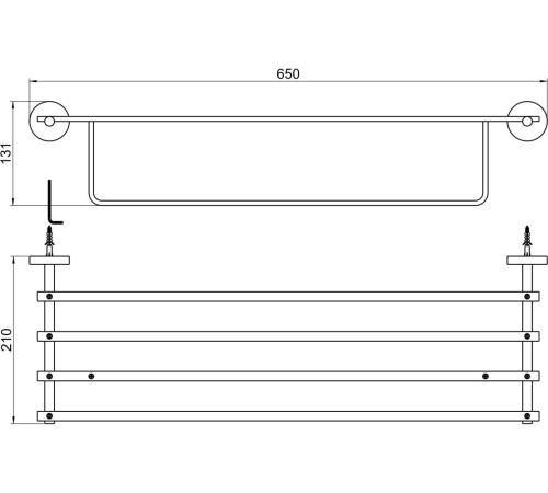 Полка для полотенец Aquanet БЕТТА матовый черный AQ4615MB