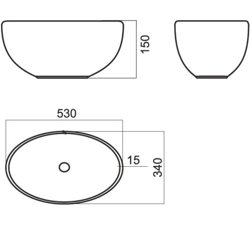 Умывальник накладной Salini Ringo Slim 53 см Белый WB.CT/Ringo/53-N.Slim/WHT.G/S1
