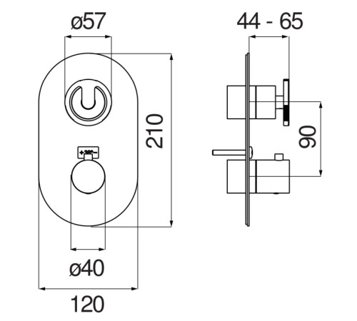 Смеситель для душа термостатический Serel SOLE внешняя часть шлифованный хром SO130101IX