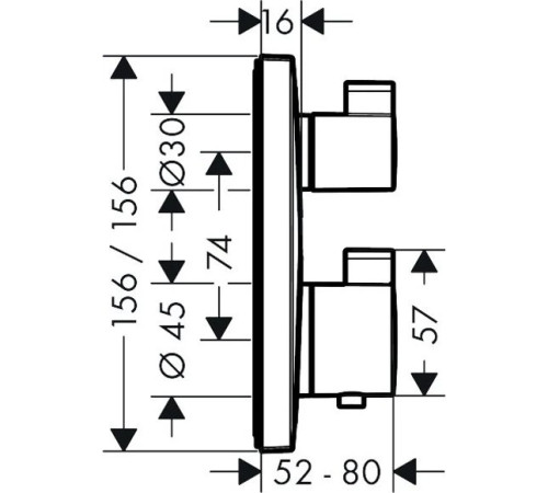 Комплект термостатического смесителя для душа Hansgrohe Ecostat Square 15714000/01800180 15714000S