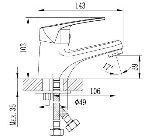 Смеситель для умывальника TopZero D40-11 однорычажный хром D40-11