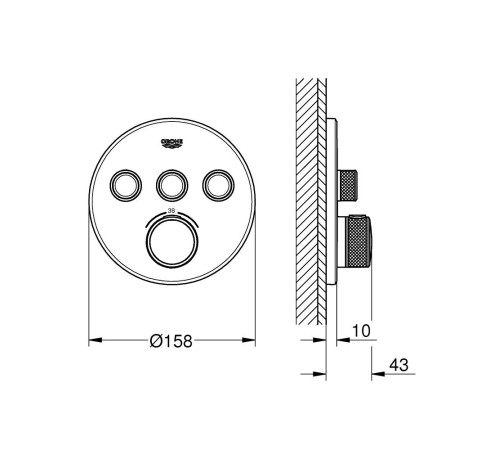 Термостат для душа GROHE Grohtherm SmartControl внешняя часть на 3 выхода хром 29121000