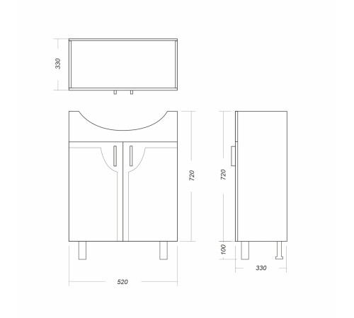 Тумба напольная Sanita Luxe Идеал 520х820х330 мм белая IDLSACW56013F1