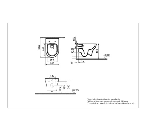 Унитаз подвесной безободковый VitrA Zentrum Round SmoothFlush 7786B003-0075