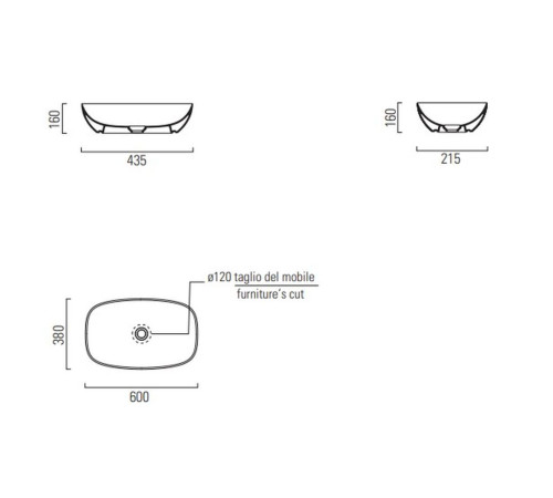 Раковина накладная GSI Nubes 60х38 см белый 978311