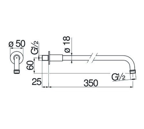 Держатель верхнего душа Paffoni 35 см золото AD138/4GDP